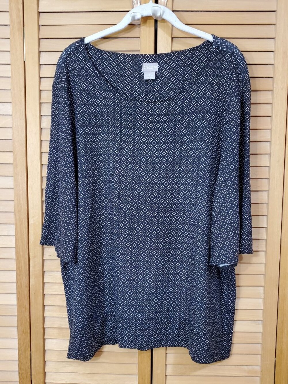 Chico's Black & White Print Short Sleeve Blouse Size 4 XXL (20)